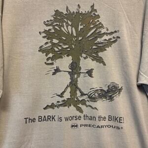 Vintage PrecarYous USA Tee “The Bark Is Worse Than the Bike” Large Outdoors Hike